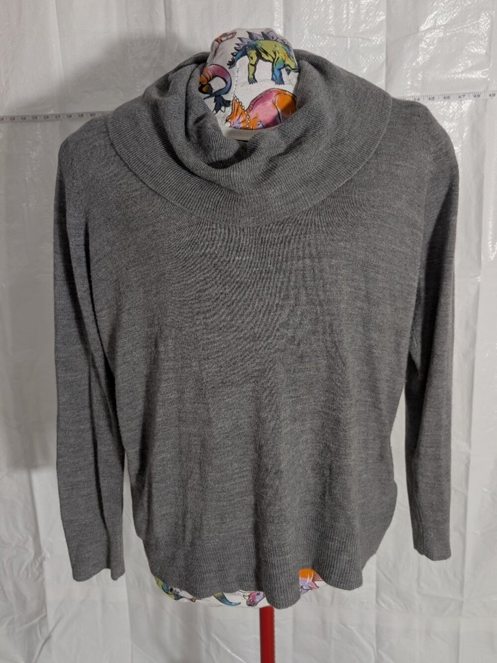 EFFeci Women's Gray Cowl Neck Knit Sweater Size 3X